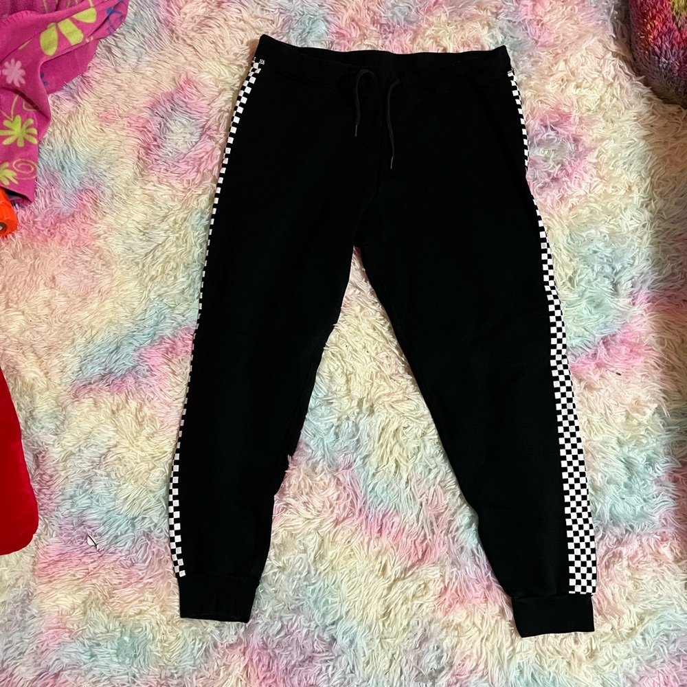 Vans Black sweatpants with Checkered Sides size m-l